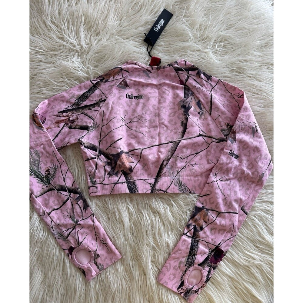 Civil Regime Concrete Forest Seamless Top Baby Pink Real Leopard Camo XL - Picture 7 of 12